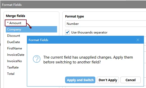 a prompt reminding you to apply the changes