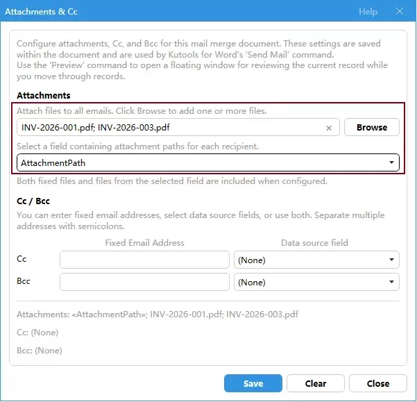how to configure attachments