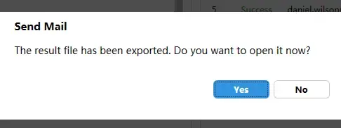 a dialog box appears asking if you want to open the exported file
