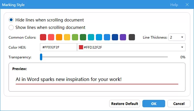 Marking Style dialog