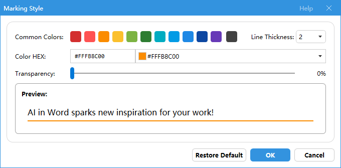 Marking Style dialog