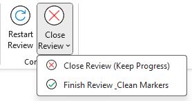 Close Review options