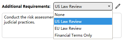Additional requirements dropdown