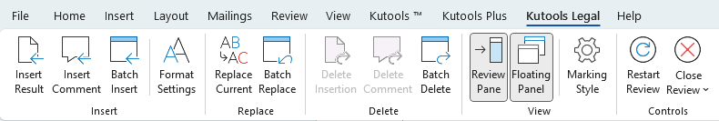 Kutools Legal tab