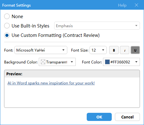 Format Settings dialog
