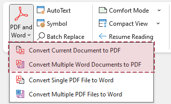 Convert Current Document to PDF and Convert Multiple Word Documents to PDF