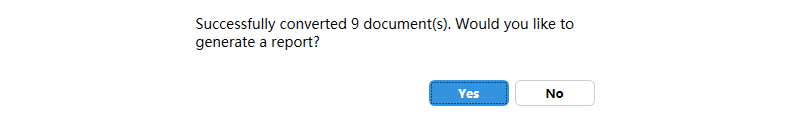 Conversion result dialog