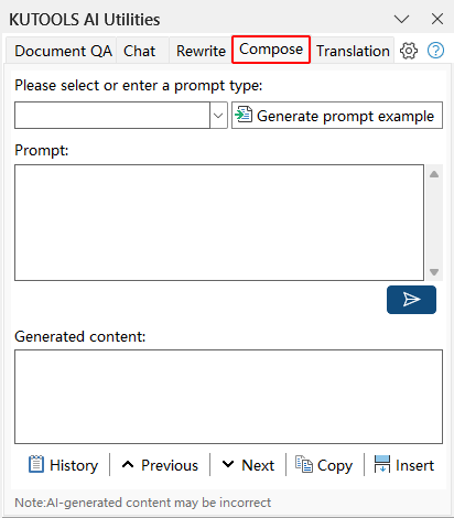 Kutools AI Utilities pane with the Compose tab opened