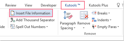 how to insert file name in word document footer