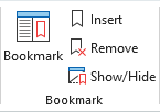 Kutools tab Bookmark group