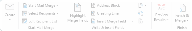 Mailings tab built-in tools