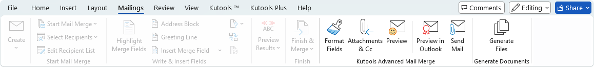 Kutools Advanced Mail Merge tools