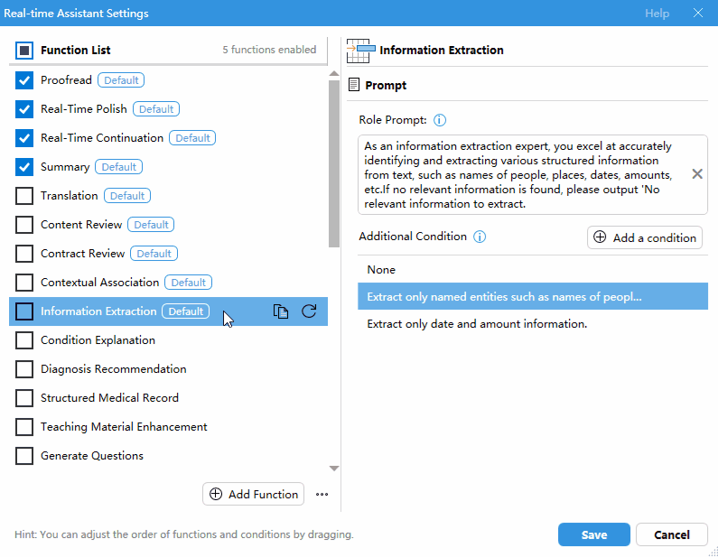 a screenshot of reorder the functions