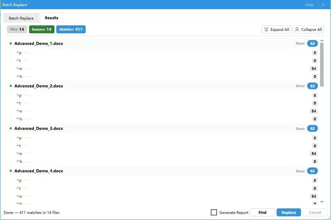 a screenshot showing the results of certain characters