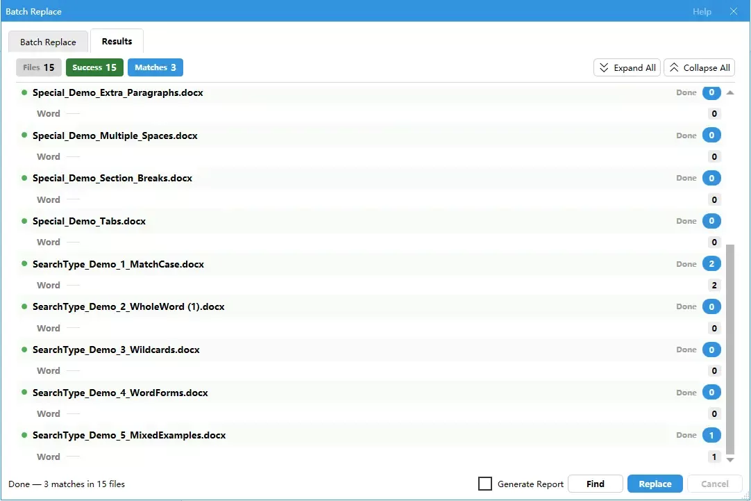a screenshot showing the results