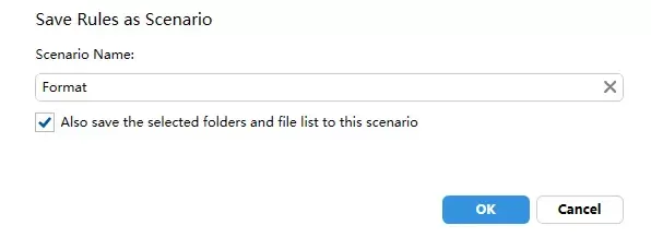 a screenshot showing the prompt when saving a scenario