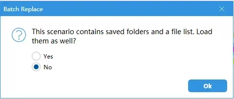 a screenshot showing the prompt when loading an existing scenario