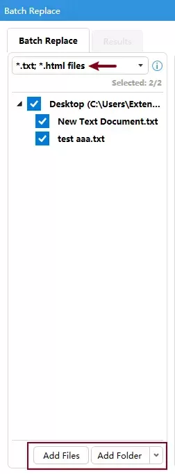 a screenshot of selecting txt or html files