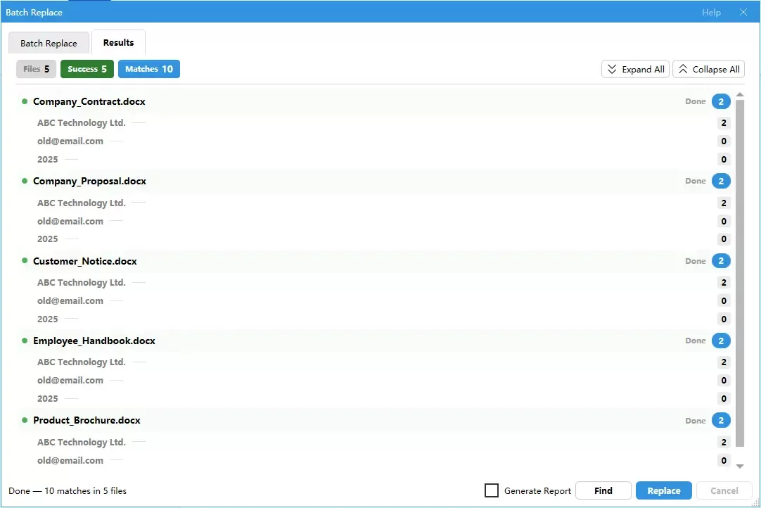 a screenshot showing the results