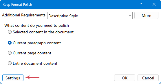 a screenshot showing how to get into the AI Settings dialog box again
