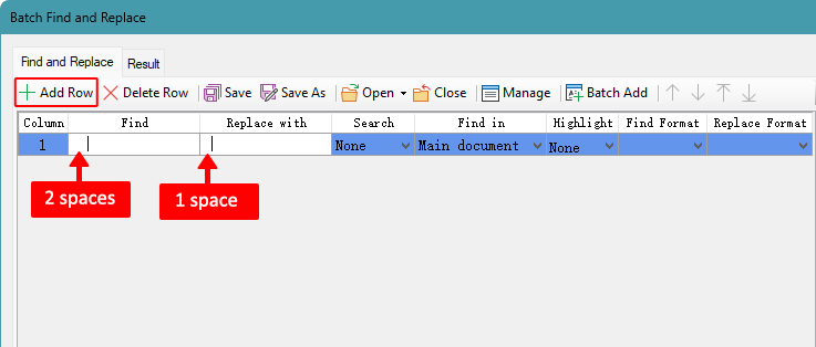 Enter find and replace text
