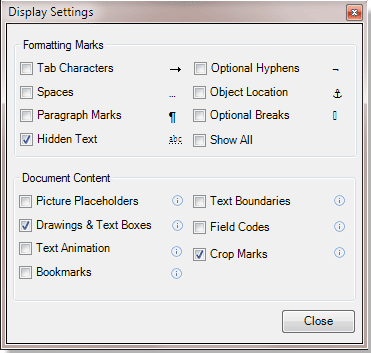 Quickly show / hide or toggle formatting marks (paragraph marks