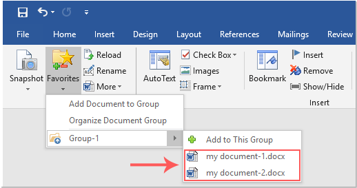 Quickly manage and open multiple documents with a group in Word