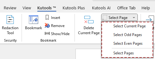 click select pages of kutools