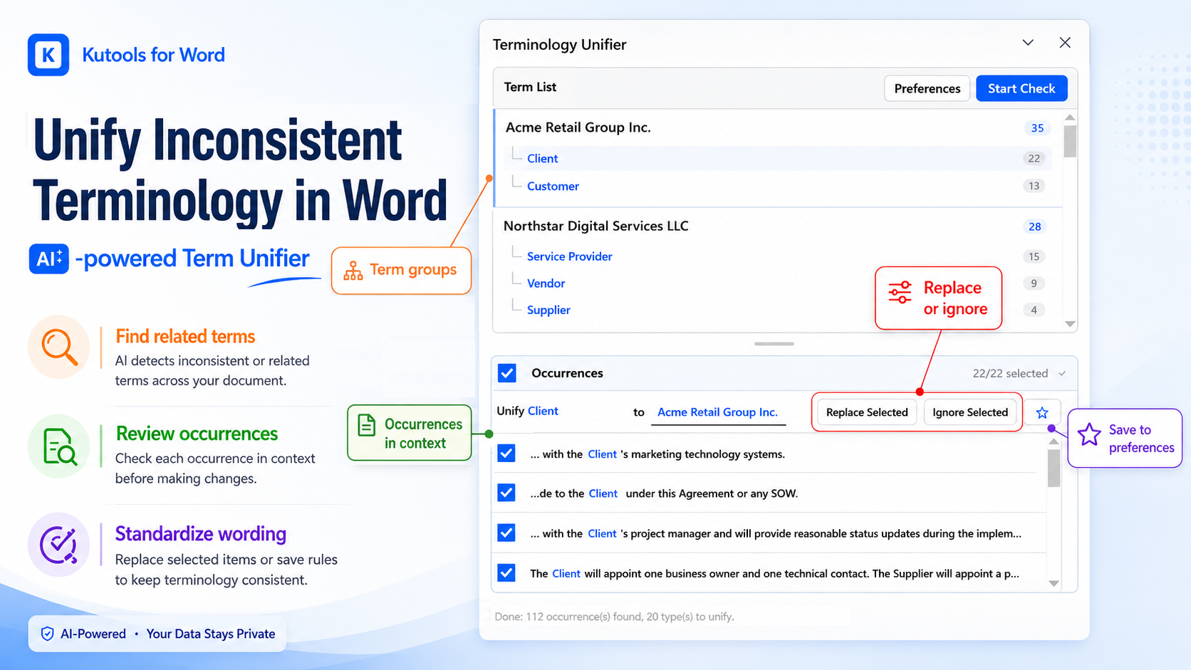 Find and Unify Inconsistent Terminology in Word Documents with AI