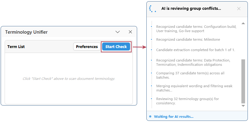 Click Start Check and wait for AI analysis