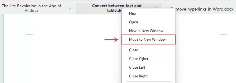 choose Move to New Window