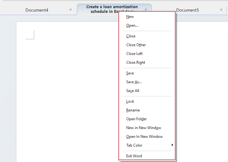 Right-click menu