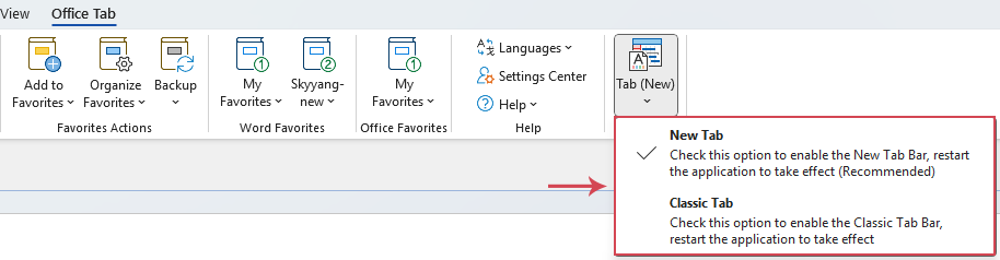 swith between classic and new tabs