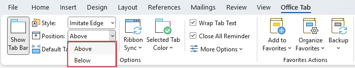 Change tab position