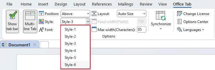adjust tab style