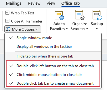 check the options in new tab