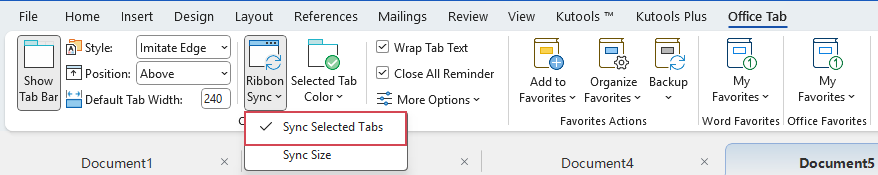 enable Sync Ribbon Selected Tab in new tab