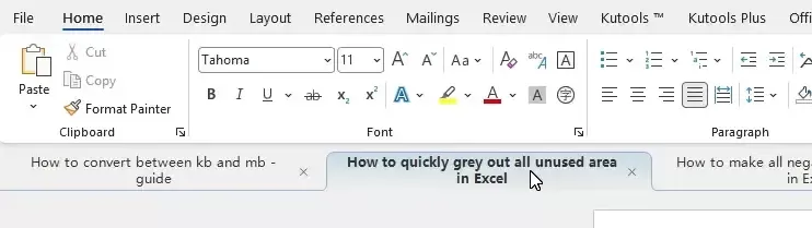hold the document tab
