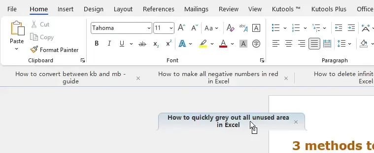 drag the selected tab away from the current tab bar
