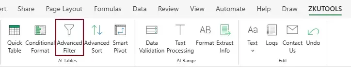 enable the advanced filter