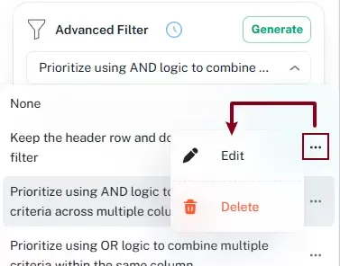 a screenshot of editing or deleting an existing additional option
