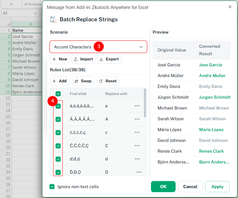 Batch Replace Strings dialog box