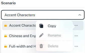 Scenario menu in Batch Replace Strings dialog
