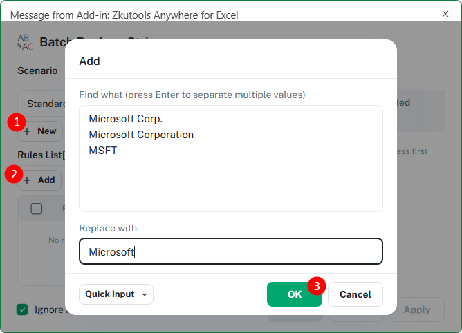 Create a custom scenario in the Batch Replace Strings dialog