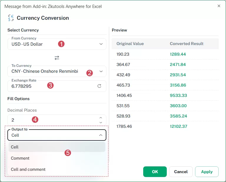 Configure the Conversion Settings
