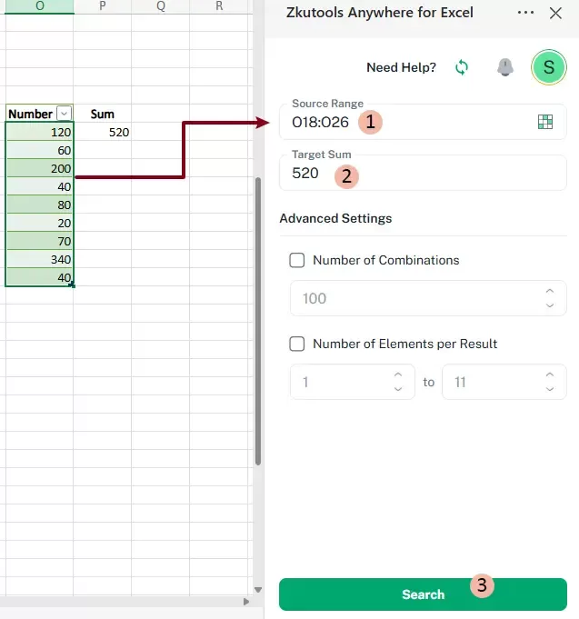 a screenshot of configuring the search settings
