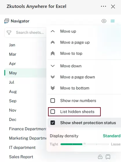 a screenshot of hiding hidden worksheets