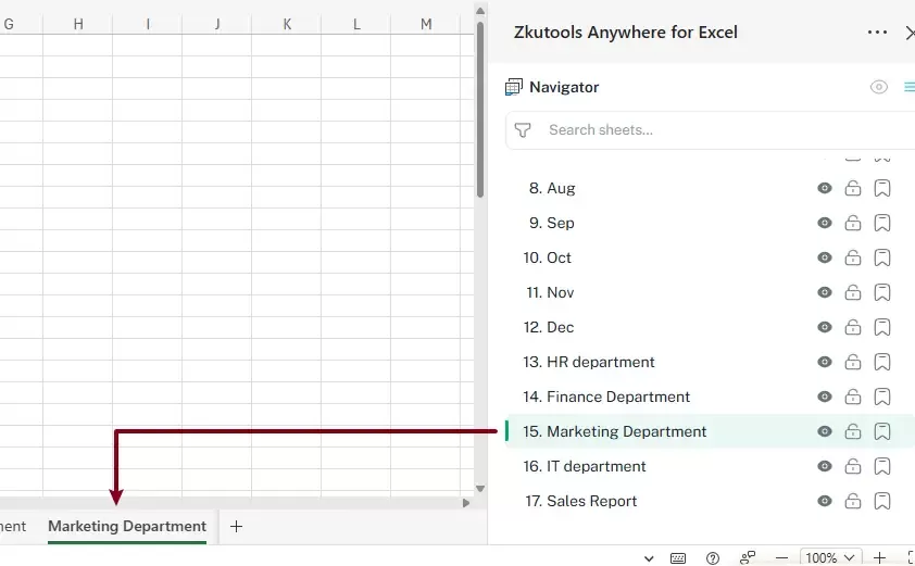 a screenshot of switching between worksheets