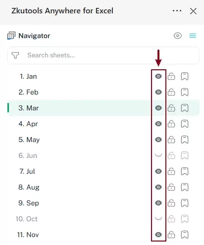 a screenshot displaying the visible and hidden worksheets
