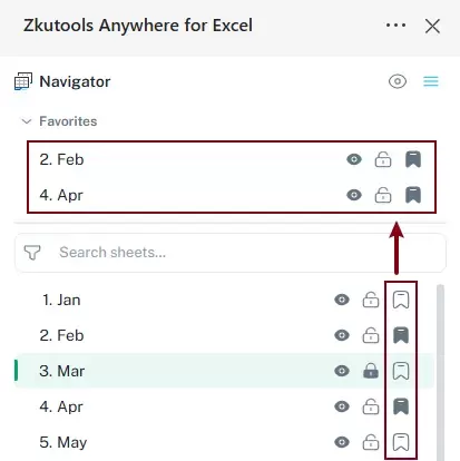 a screenshot showing how to pin worksheets as favorites